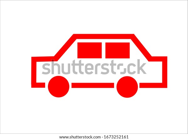 drawing of a car in\
red on a white\
background