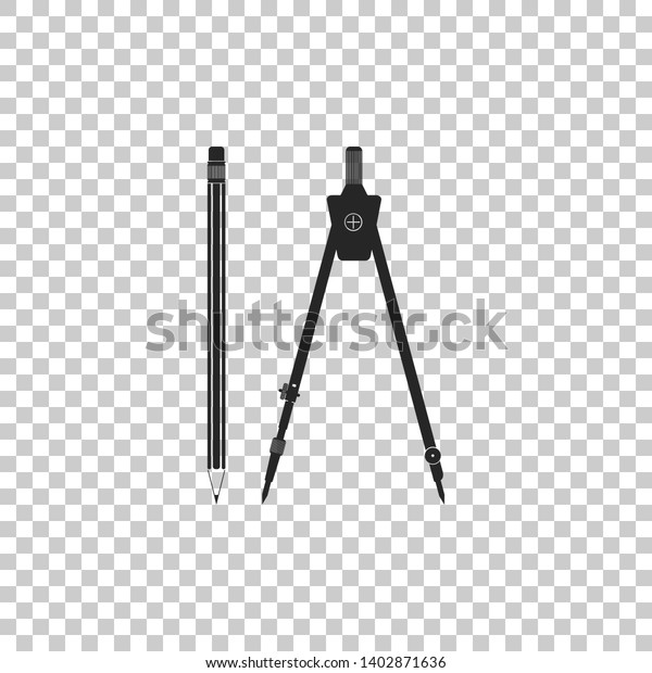 Drawing\
compass and pencil with eraser icon isolated on transparent\
background. Education sign. Drawing and educational tools.\
Geometric equipment. School symbol. Flat\
design