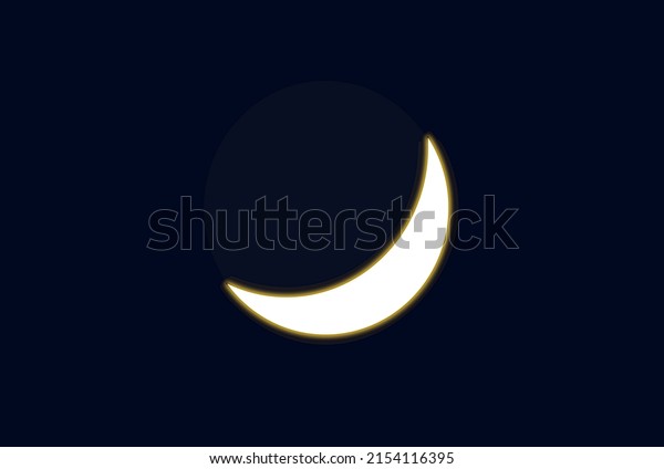 Drawing of a\
crescent moon on a dark blue\
background