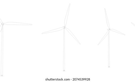 Drawing Farm Wind Generators In 3d Style Renewable Energy Concept Ecology Environment 3d Render