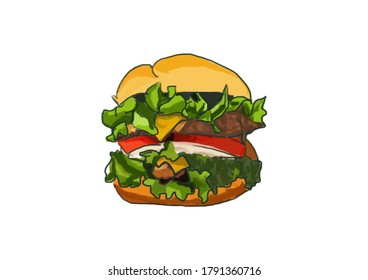 Burger Digital Painting Images Stock Photos Vectors Shutterstock