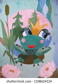 A drawing frog princess fairy tale   water lily