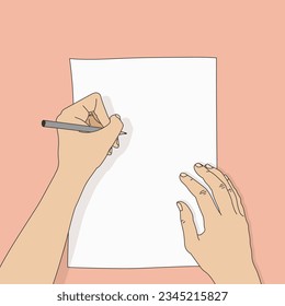 Drawing hand with a pencil and a white sheet of paper. Pencil in a left hand. Artist at work. Left-handed painter - Powered by Shutterstock