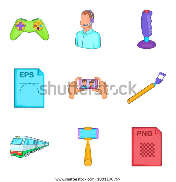 Drawing icons set. Cartoon set of 9 drawing\
icons for web isolated on white\
background