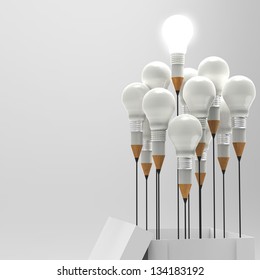 drawing idea pencil   light bulb concept outside the box as creative   leadership concept