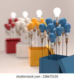 drawing idea pencil   light bulb concept outside the box as creative   leadership concept