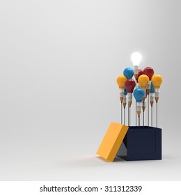 drawing idea pencil   light bulb outside the box as creative   leadership concept