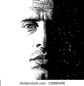 Drawing illustration of man face