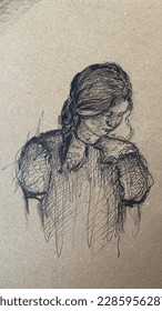 Drawing of illustrations on draft paper 