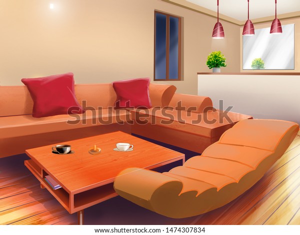 Living Room Anime Background Room