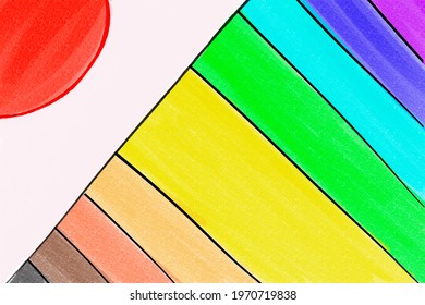 Drawing Japan Flag On Rainbow Flag, Concept For Celebrations Of Lgbtq+ In Japan And Around The World.