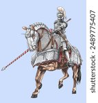 Drawing knight horseback, strong, figther, art illustration