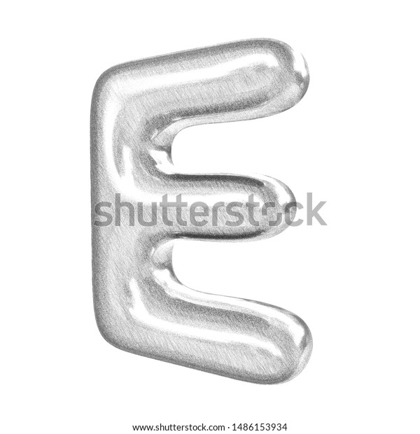 Drawing Letter E 3d Render Balloon Stock Illustration