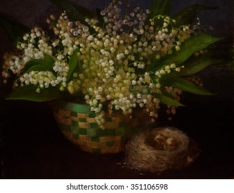 Drawing Lilies Of The Valley, Oil Painting