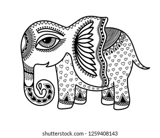 Drawing Little Baby Elephant Indian Henna Stock Illustration 1259408143 ...