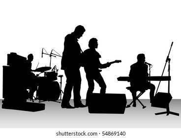 Drawing Musical Group On Stage Silhouettes Stock Illustration 54869140 ...