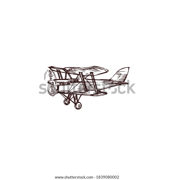 Drawing Old Airplane Sketch Stock Illustration 1839080002 | Shutterstock