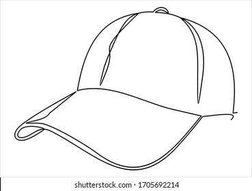 Drawing one continuous line  Baseball cap  Linear style