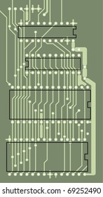 Drawing Pcb Printed Circuits Board Green Stock Illustration 69252490 ...