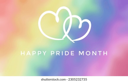 Drawing of rainbow color with heart and texts ‘happy pride month’, symbol of lgbt, copy space, pride month concept. - Powered by Shutterstock