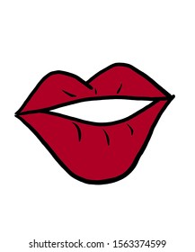 Drawing Red Lips On White Background Stock Illustration 1563374599 ...