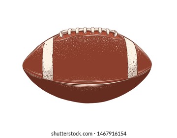 drawing of rugby ball in color, isolated on white background. Graphic illustration, hand drawing. Drawing for posters, decoration and print. illustration