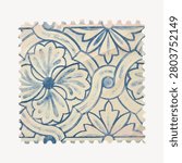 Drawing Sample of Stained Glass Panel with Organic Patterns (c 1868) by Adolphe Terris.