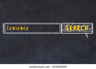 Drawing of search engine on black chalkboard. Concept of looking for lenience