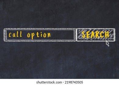 Drawing Of Search Engine On Black Chalkboard. Concept Of Looking For Call Option