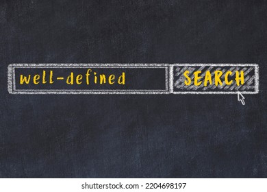 Drawing Of Search Engine On Black Chalkboard. Concept Of Looking For Well-defined