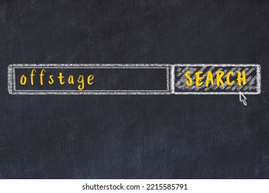 Drawing Of Search Engine On Black Chalkboard. Concept Of Looking For Offstage