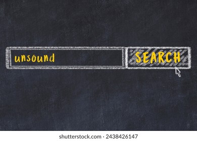Drawing of search engine on black chalkboard. Concept of looking for unsound