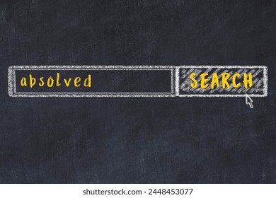 Drawing of search engine on black chalkboard. Concept of looking for absolved