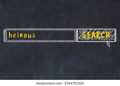 Drawing of search engine on black chalkboard. Concept of looking for heinous