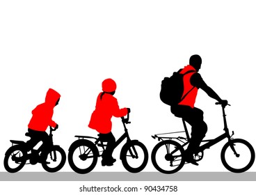 drawing silhouette of a cyclist family - Powered by Shutterstock