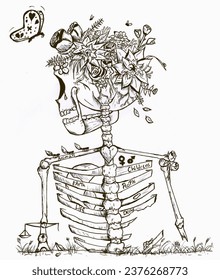 Drawing skeleton and black