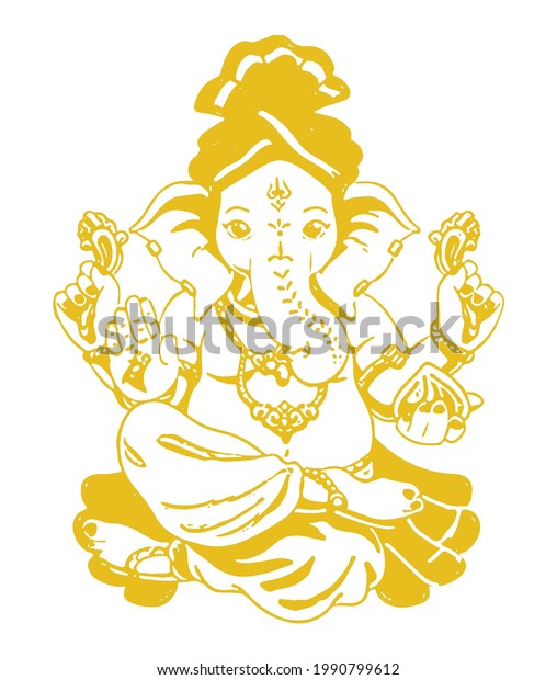 Drawing Sketch Lord Ganesha Isolated On Stock Illustration 1990799612 ...