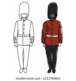 Drawing Soldier British Royal Guard Red Stock Illustration 1511784851