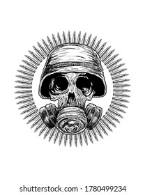 Drawing Soldier Skull Helmet Wearing Gas Stock Illustration 1780499234 ...