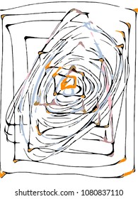 drawing square triangle and circle pattern abstract in orange blue and pink