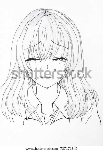 Drawing Style Anime Picture Girl Picture Stockillustration