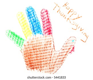 Drawing of a turkey from a hand for Thanksgiving