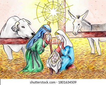 762 Nativity scene watercolor Images, Stock Photos & Vectors | Shutterstock