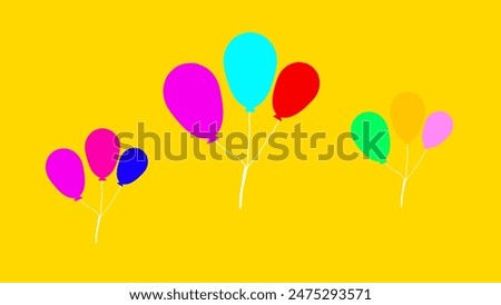Drawing,icon,illustration of two-dimensional vector art objects, yellow balloon background 