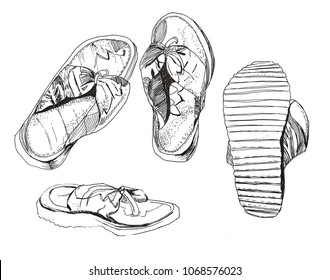 Drawings Slippers Stock Illustration 1068576023 | Shutterstock