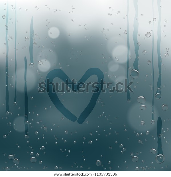 Drawn Heart Finger On Rainy Water Stock Illustration 1135901306 ...