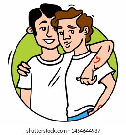 drawn illustration gay couple drawing