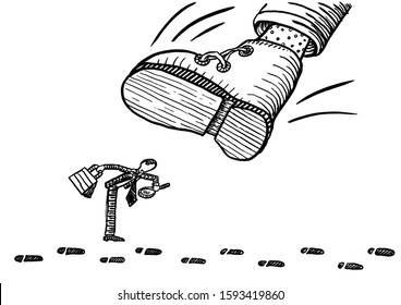 Drawn Man About Be Squashed By Stock Illustration 1593419860 | Shutterstock