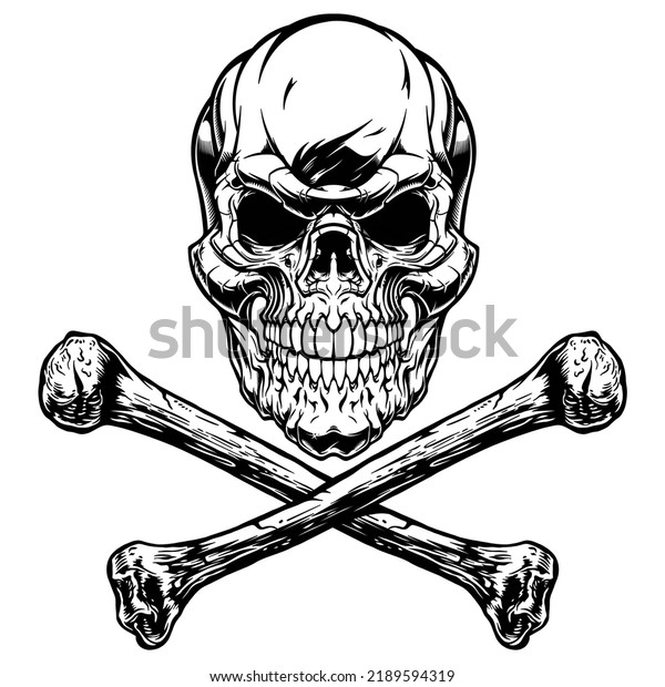 Drawn Rock Skull Tattoo Stock Illustration 2189594319 