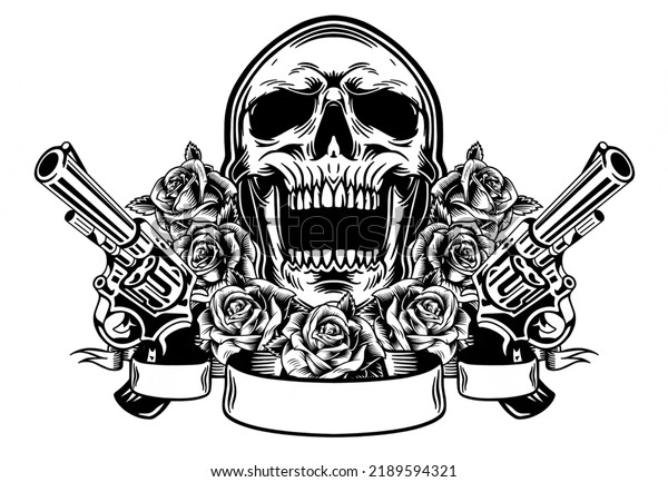 Drawn Rock Skull Tattoo Stock Illustration 2189594321 | Shutterstock